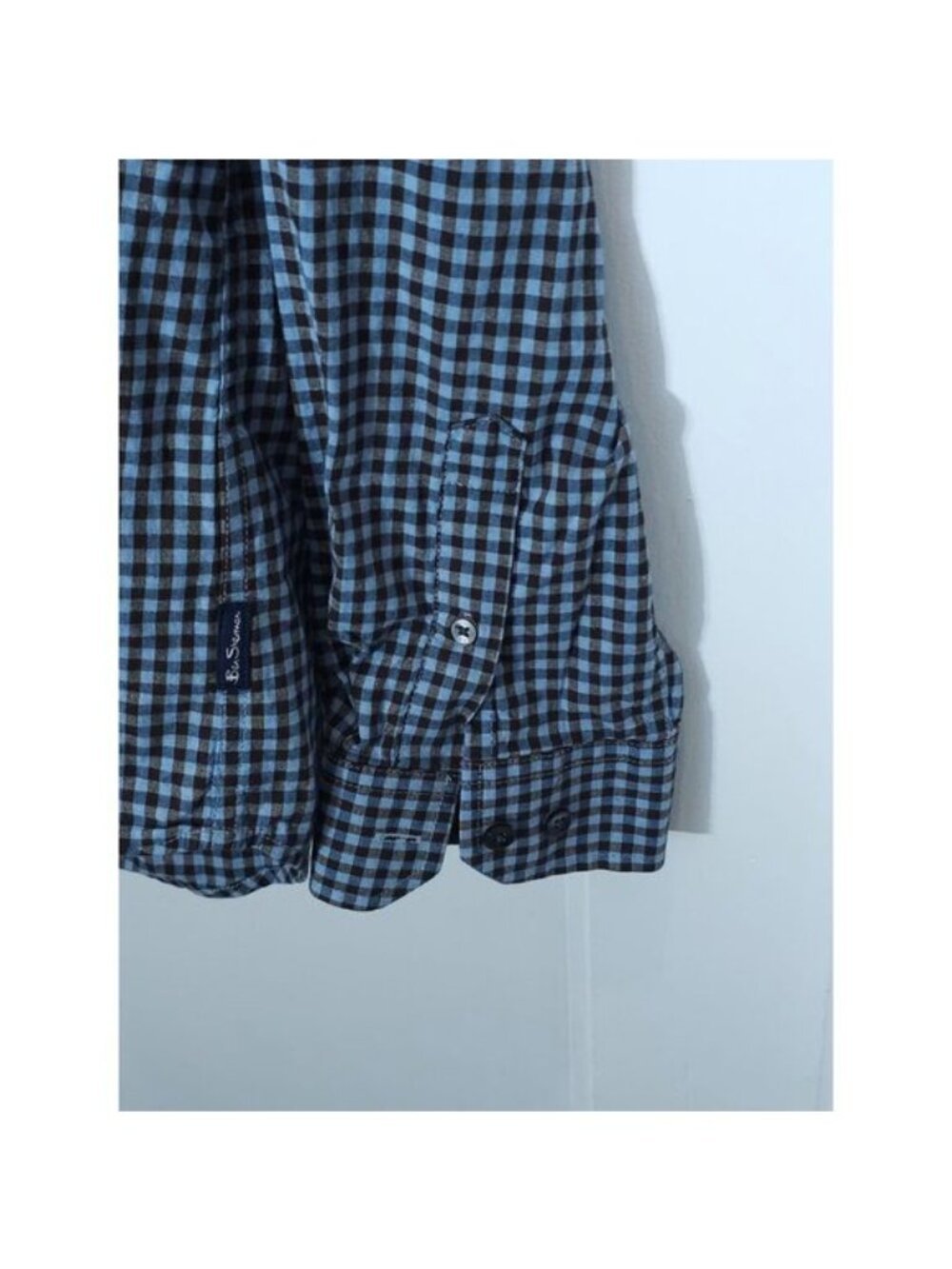 Ben Sherman Men's Blue & Brown Gingham Stretch Long Sleeve Size Large - Picture 8 of 8